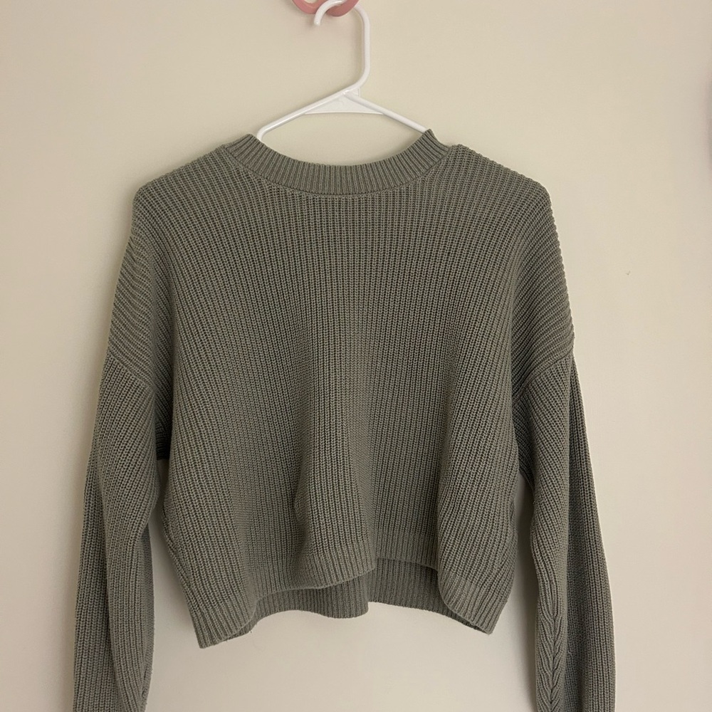 Hollister Women's Ribbed Crew Neck Sweater - Gray